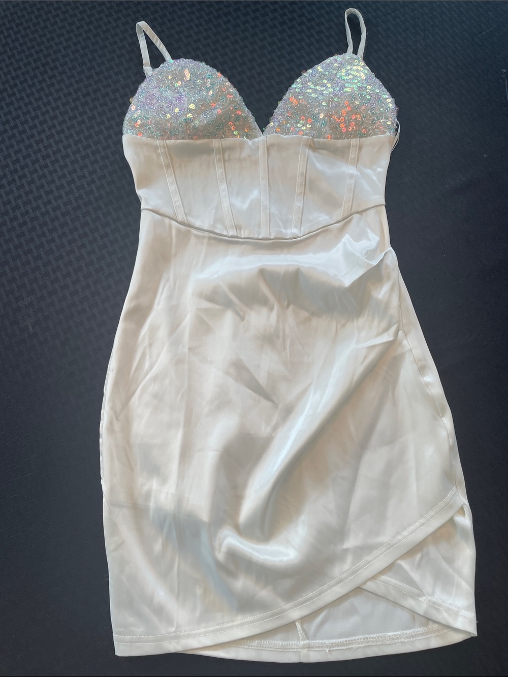 privy White Sequin Bust Mini Dress